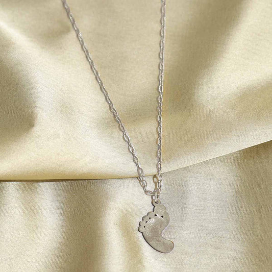 Silver Plated Baby Foot Name Pendant Necklace