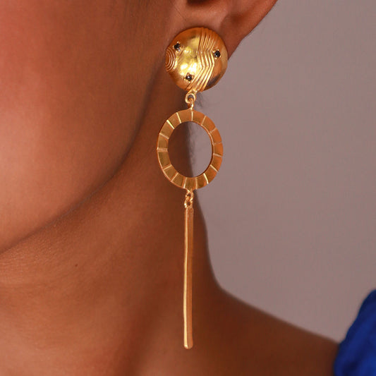 Contemporary Gold Toned Round Danglers