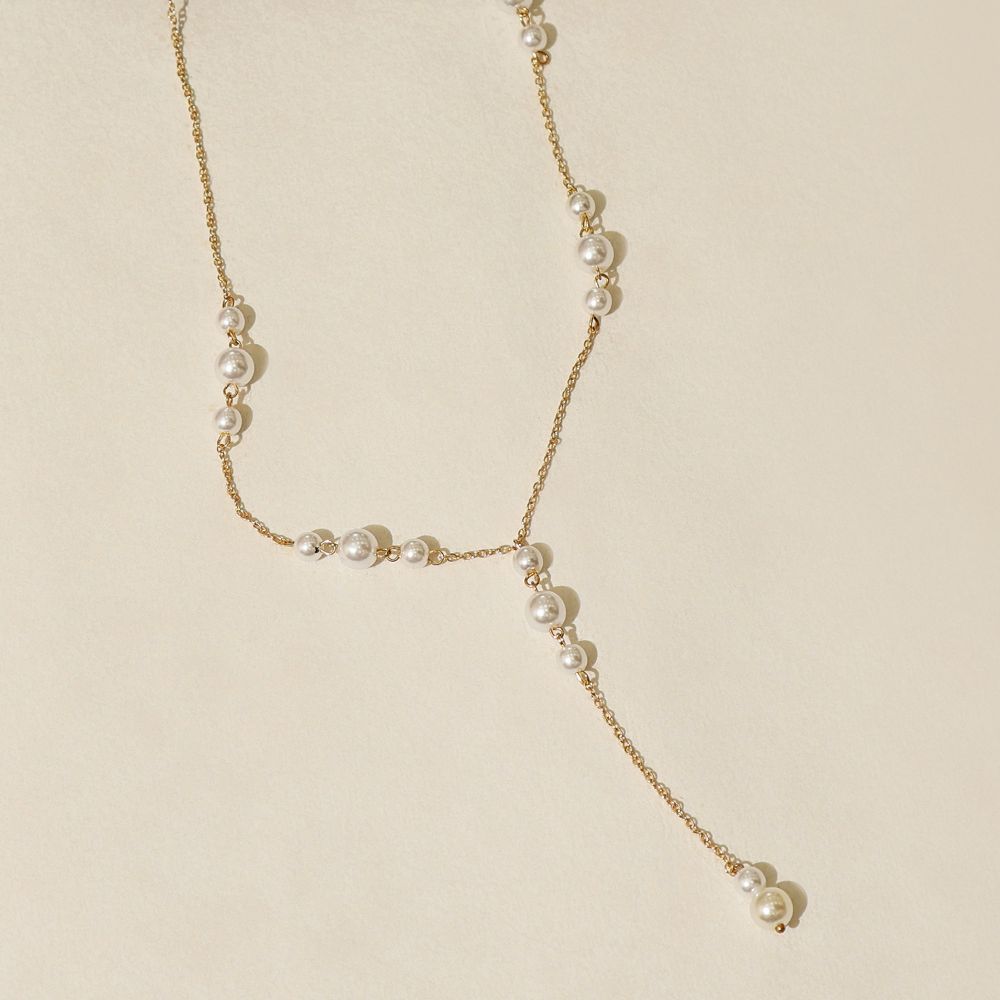 Gold & Pearl Interval Lariat Necklace