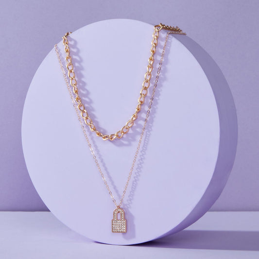 Pipa Bella by Nykaa Fashion Chic Gold Plated Layered Padlock Pendant Necklace