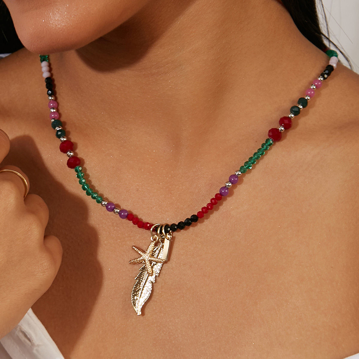 Pipa Bella Multi-Color Stones Solid Necklace