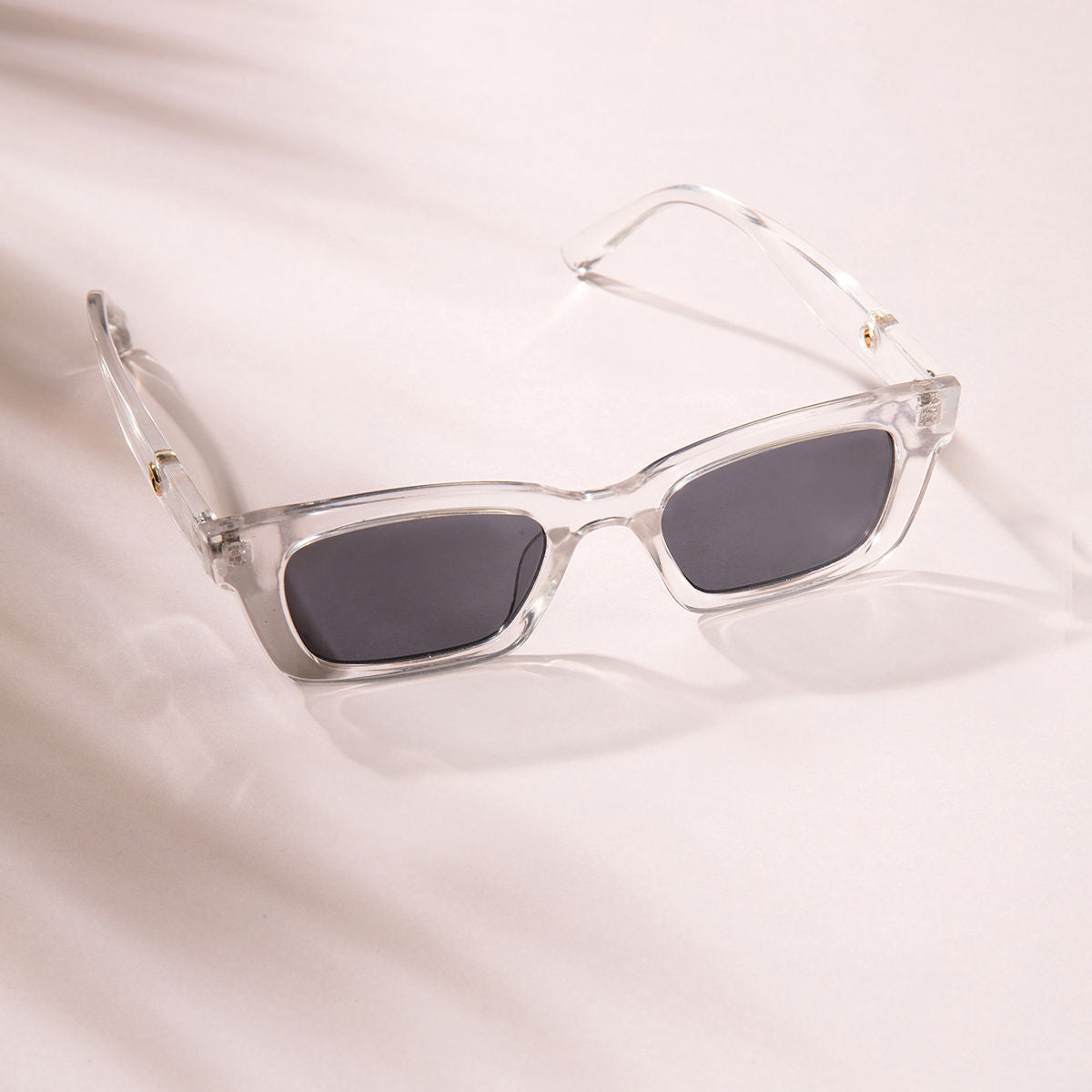 Edgy Clear Frame Black Rectangle Sunglasses
