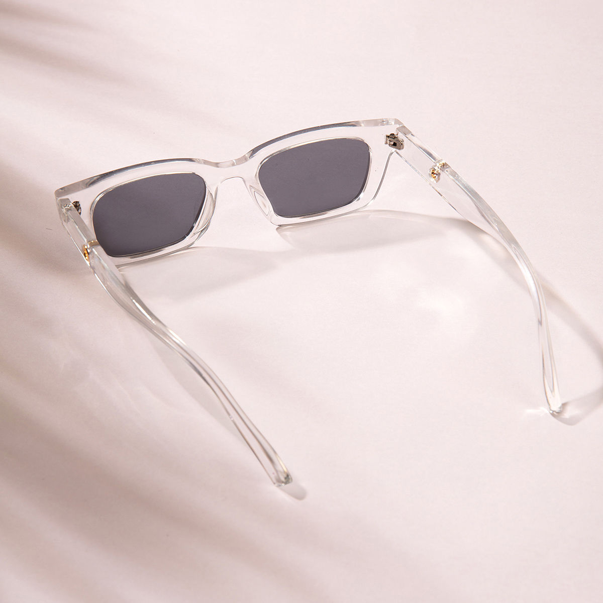 Edgy Clear Frame Black Rectangle Sunglasses