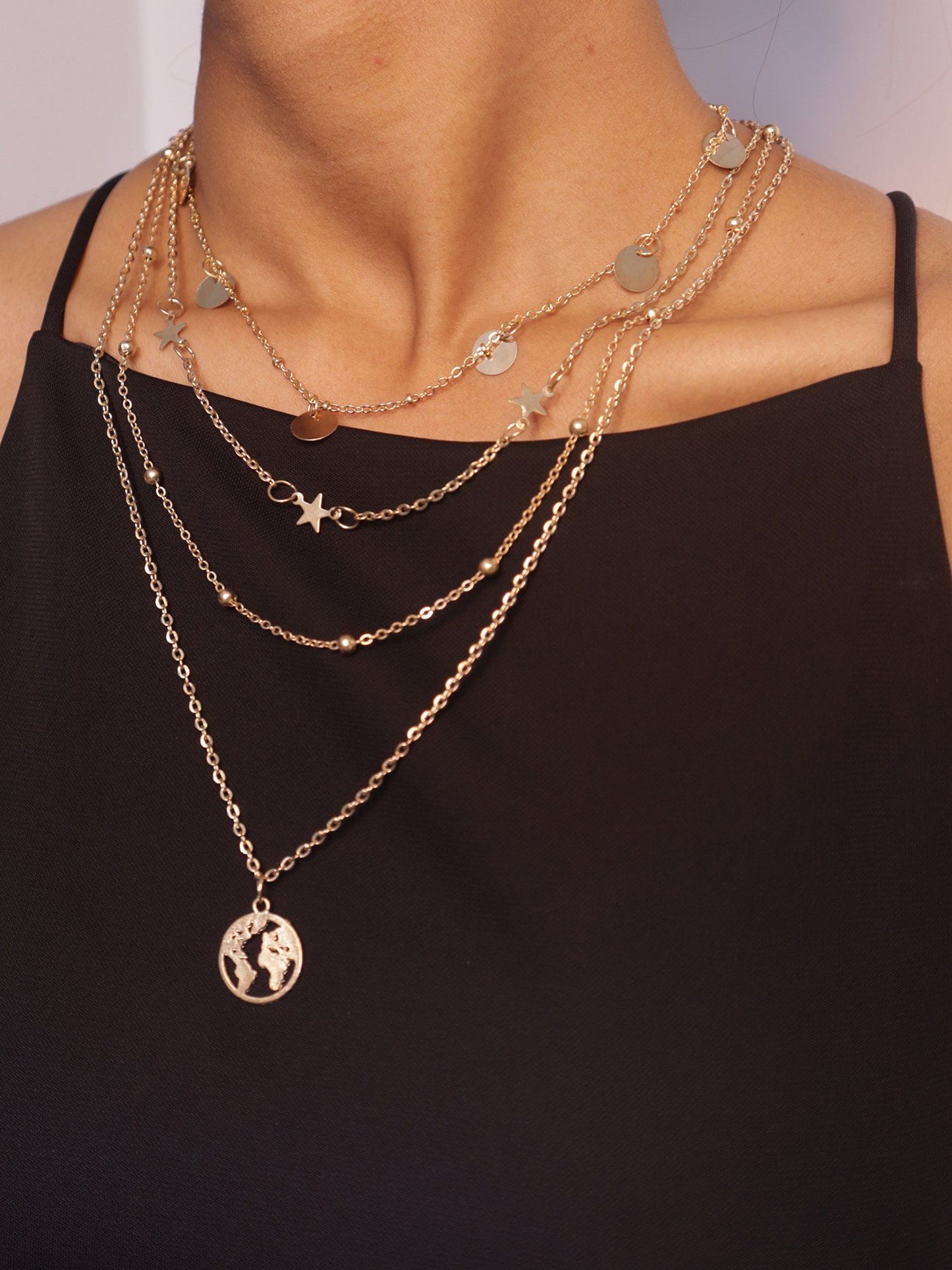 Trendy Gold Plated Four Layered Necklace