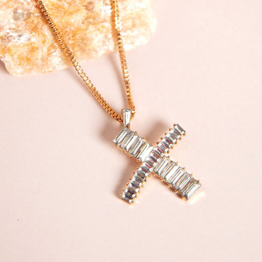 Gold Crystal Studded X Initial Pendant