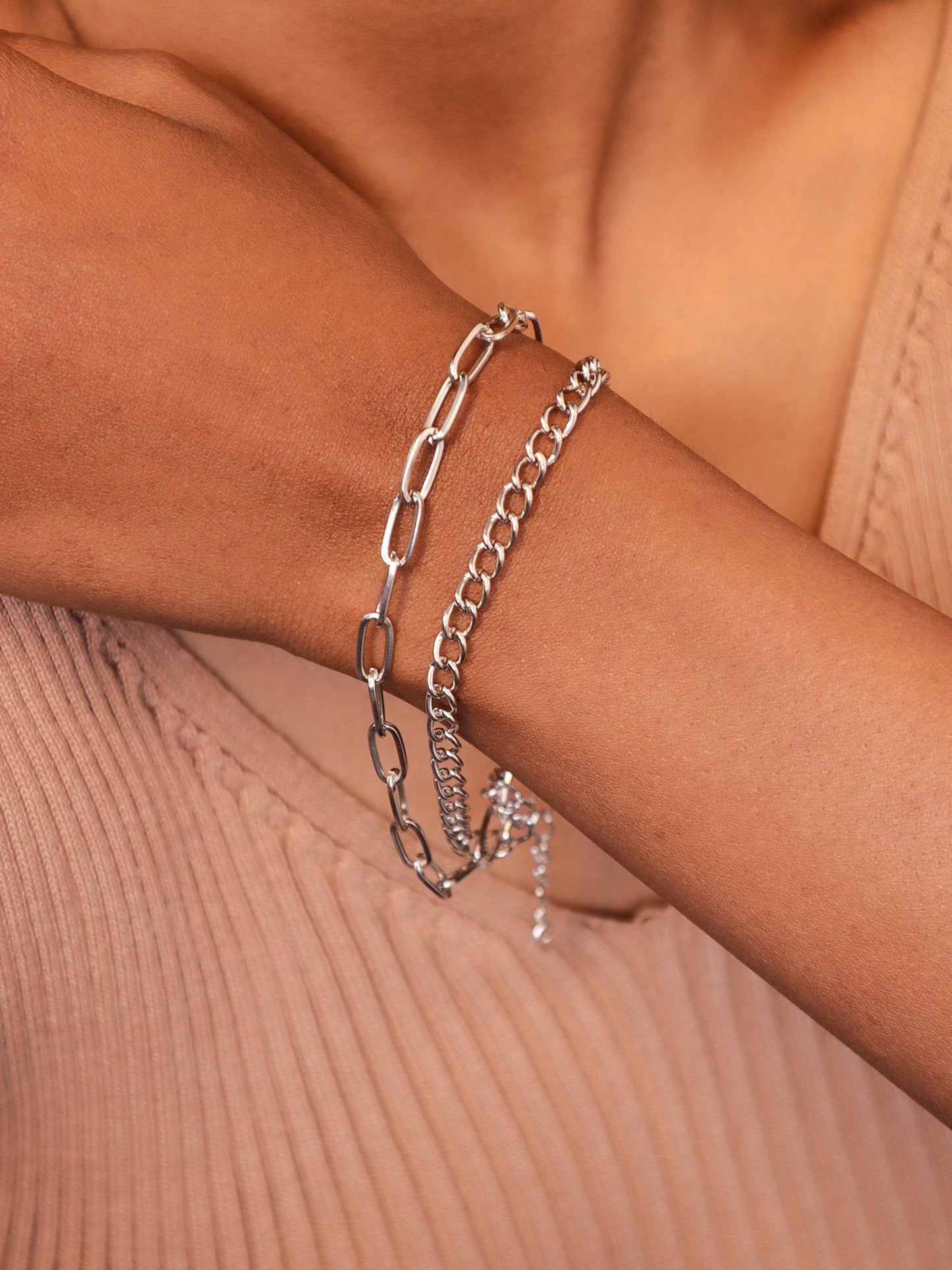 Minimal Silver Plated Link Chain Bracelet