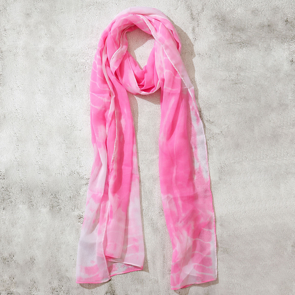 Chiffon Pink Tie & Dye Scarf