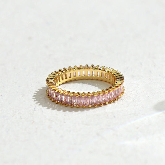 Pink Clear Crystal Studded Ring
