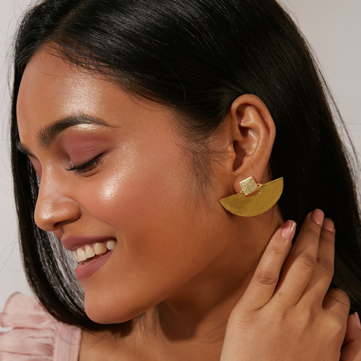 Gold Geometric Semi-Circle Earrings