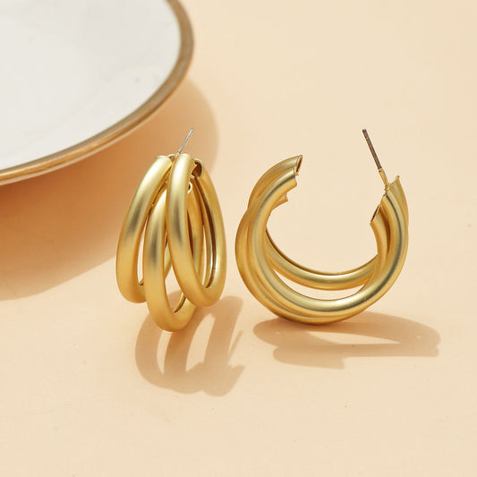 Chic Gold Triple Hoop Earrings