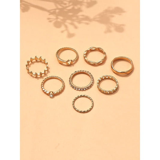 Gold Minimal Ring Set of 8