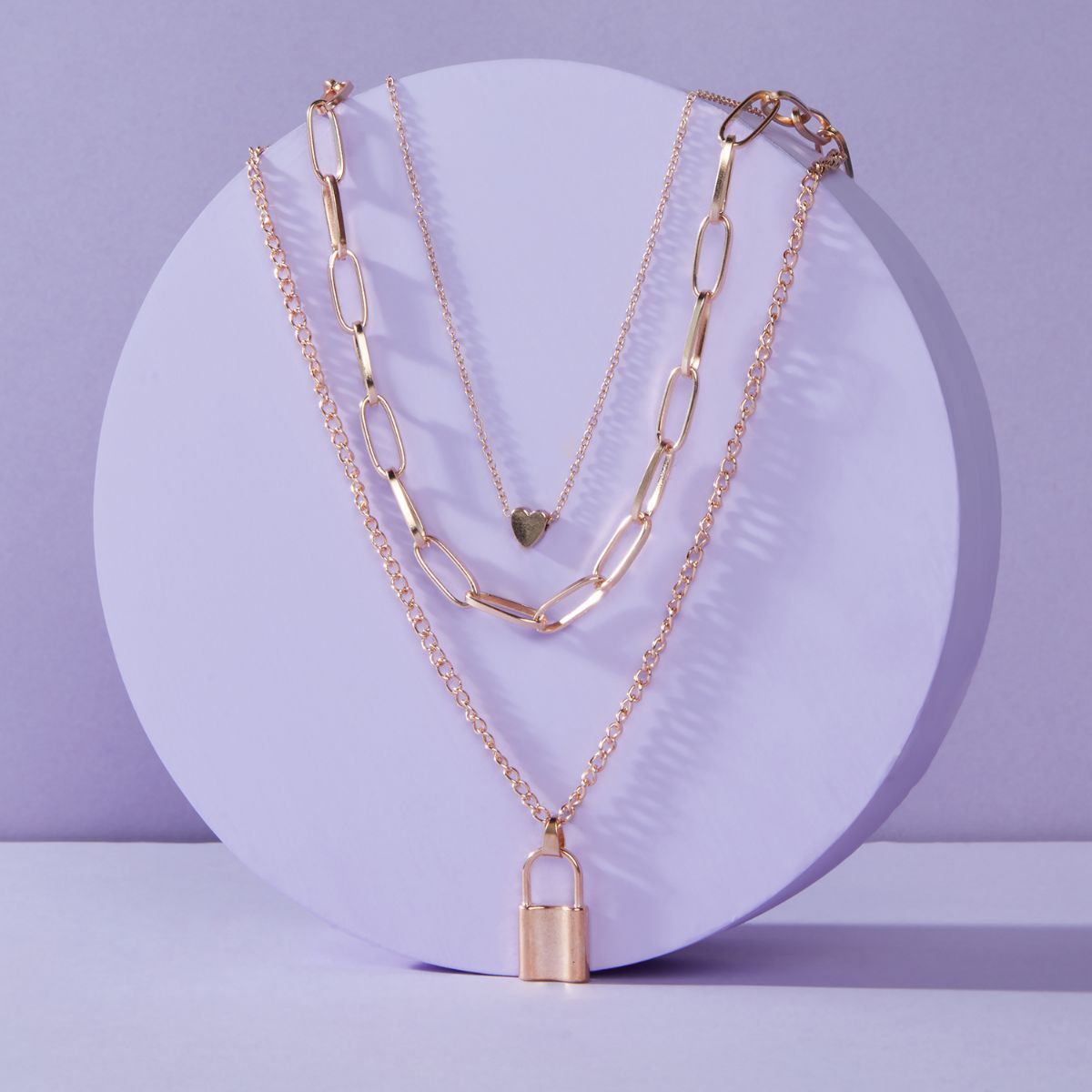 Pipa Bella by Nykaa Fashion Gold Plated Layered Padlock Pendant Link Chain Necklace