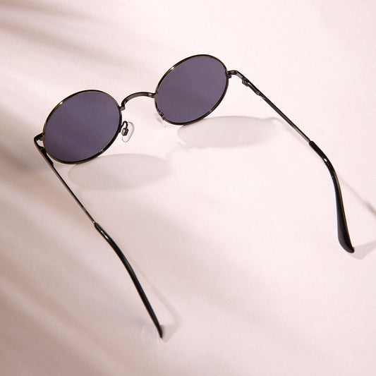 Classic Black Polarized Round Sunglasses with Elevated Bridge