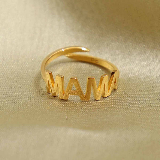 Gold Plated Block Letter Mama Ring