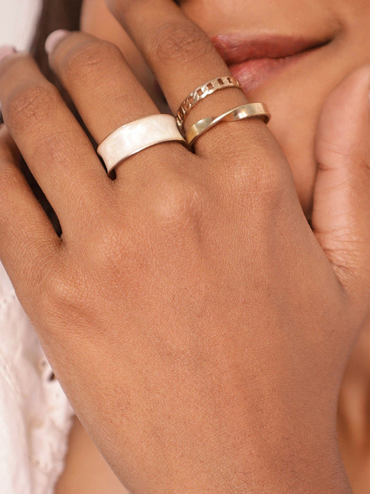 Set of 3 Gold Plated Minimal Rings Combo