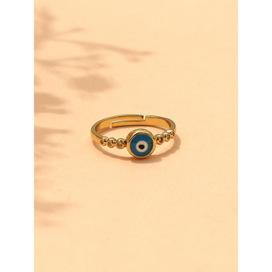 Gold and Turqoise Blue Evil Eye Ring