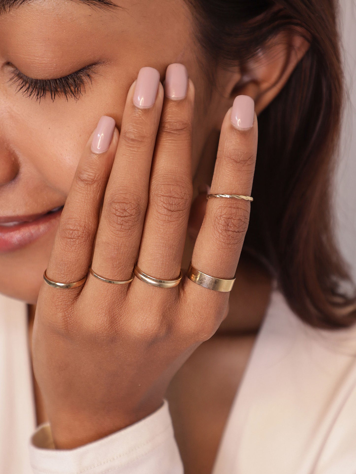Set of 5 Classy Gold Plated Rings Combo