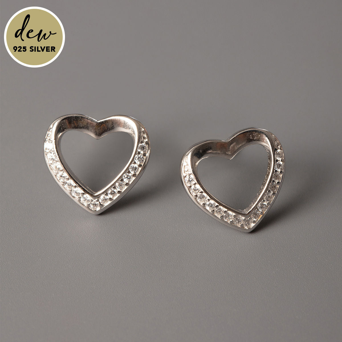 Stunning CZ Stone Silver Heart Jewellery Set
