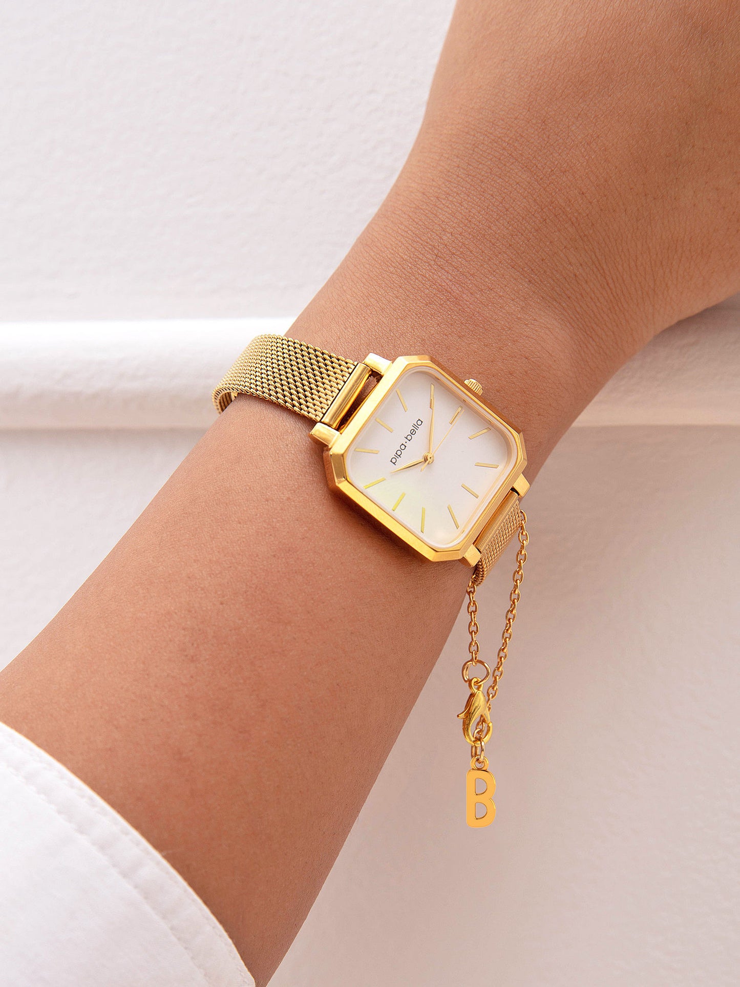 Gold-Plated B Initial Watch Charm