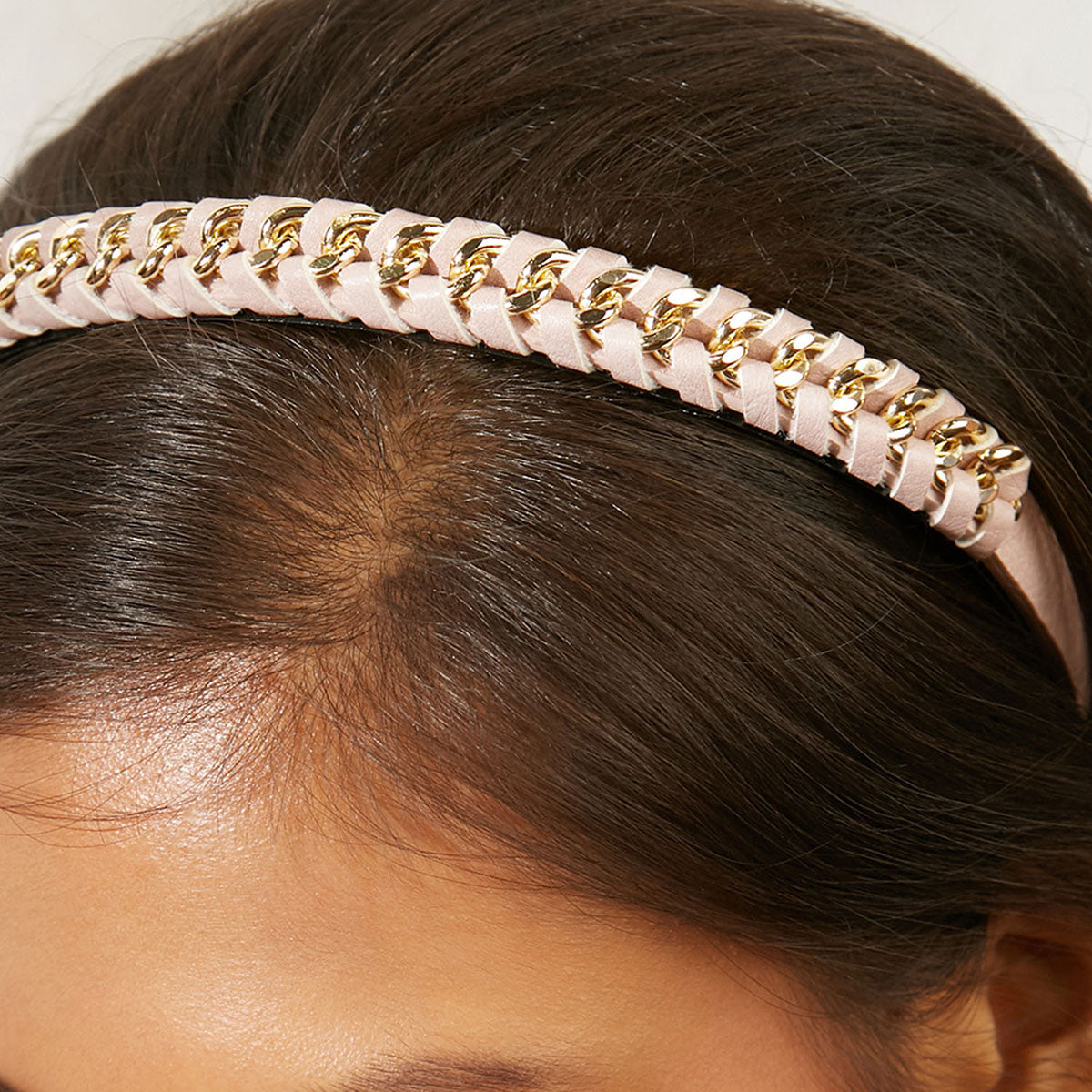 Gold Link Pleated Pink Hairband