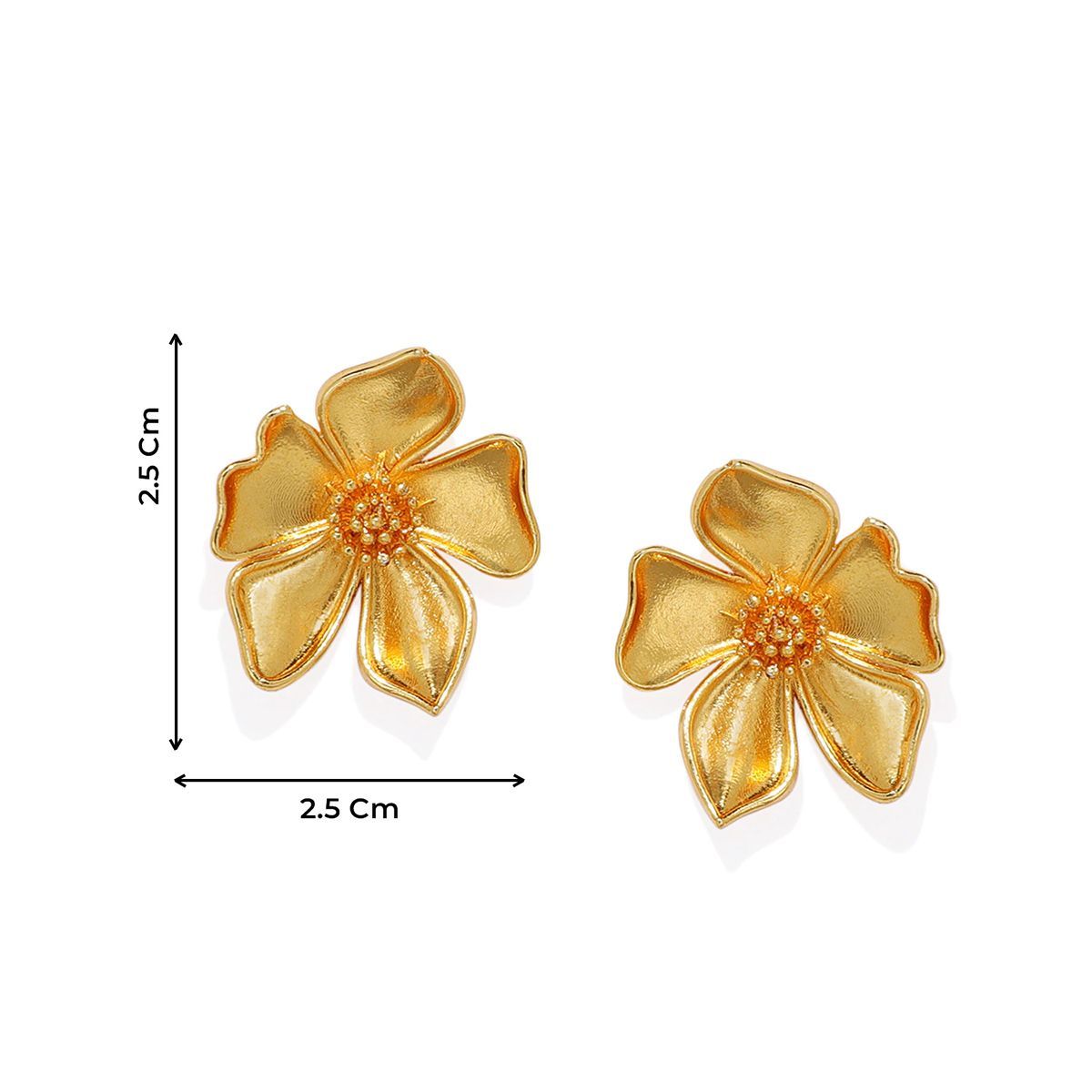 Pipa Bella Flower-Shaped Golden Stud Earrings