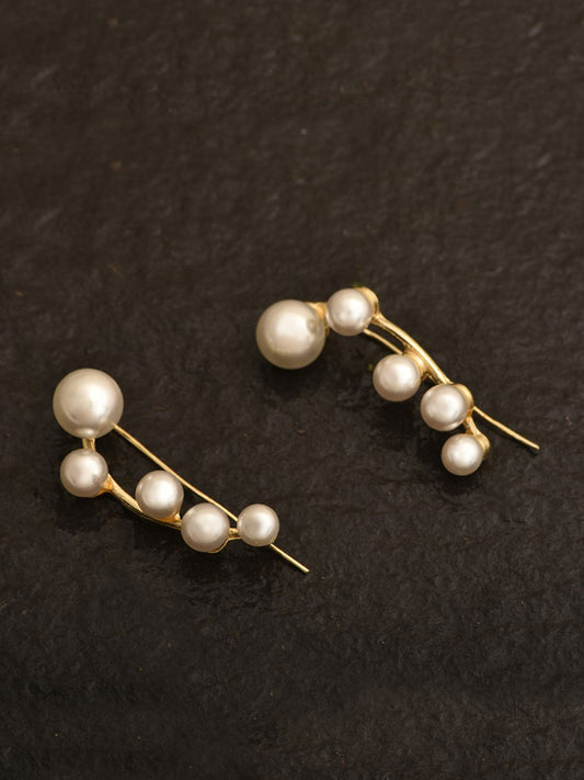 White Gold-Plated Pearl Drop Earrings